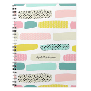Polka dots & brush strokes. Modern abstract bright Notebook