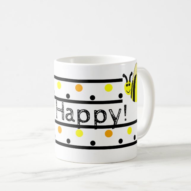 Polka Dots Bumble Bee Coffee Mug (Front Right)