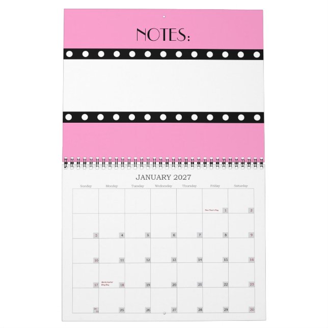 Polka Dots Calendar (Jan 2027)