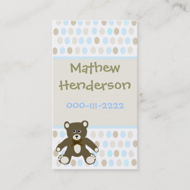 Polka Dots Children's Calling Card (Front)
