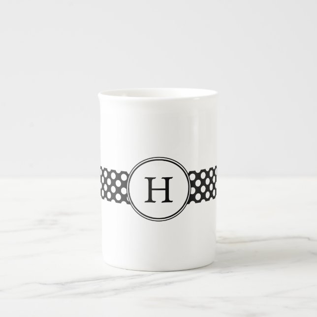 Polka-Dots Customisable Bone China Mug (Front)