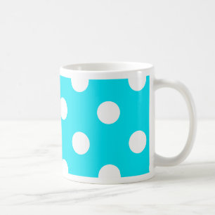 Polka dots cyan hex code 00E3F4 Coffee Mug
