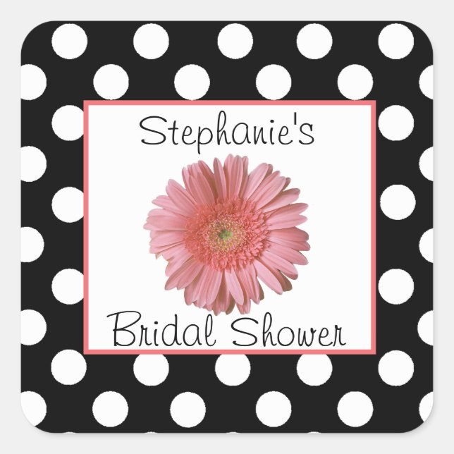 Polka Dots & Daisy Bridal Shower Sticker (Front)