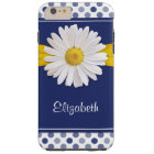 Polka Dots Daisy Navy Blue Yellow Personalised