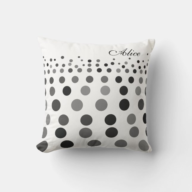 Polka Dots Design Trendy Black White Cushion (Front)