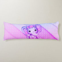 Polka-dots Floral Crown Elephant Body Pillow