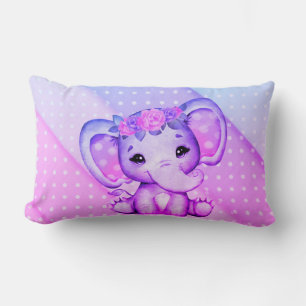 Polka-dots Floral Crown Elephant Print Pillow