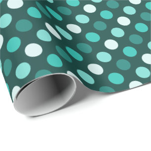 Polka Dots, Geometric Circle Pattern, Seagreen Wrapping Paper
