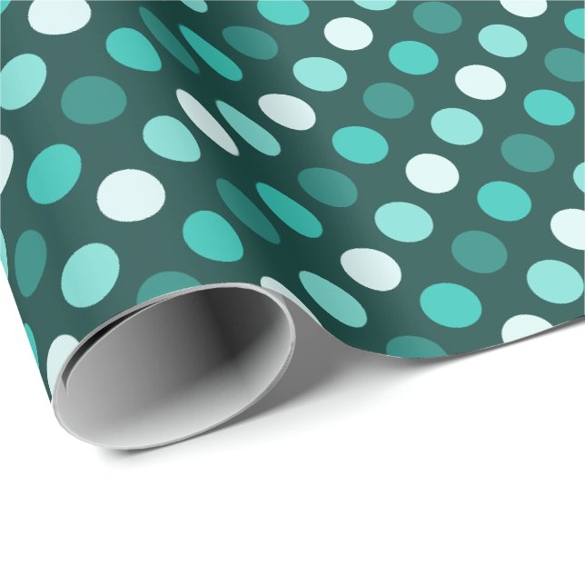 Polka Dots, Geometric Circle Pattern, Seagreen Wrapping Paper (Roll Corner)