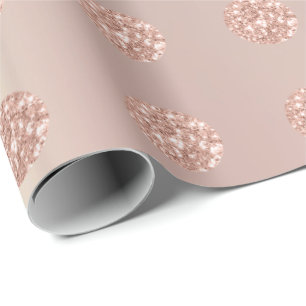 Polka Dots Glitter Sparkly Pearl Rose Pastel Blush Wrapping Paper