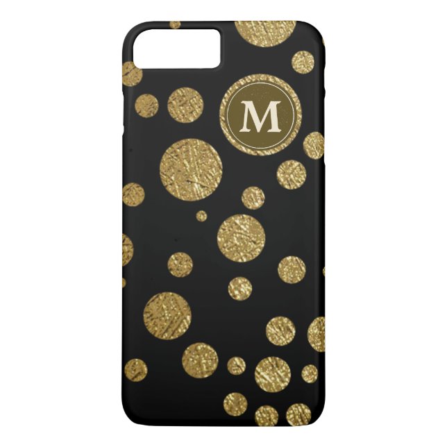polka dots gold on black, personalised Case-Mate iPhone case (Back)