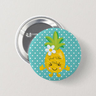 Polka Dots Good Vibes Only Pineapple 6 Cm Round Badge