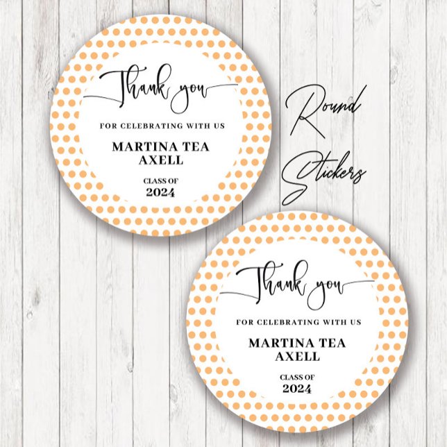 Polka Dots  Graduation  Classic Round Sticker (Creator Uploaded)