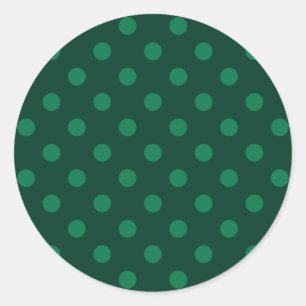 Polka Dots - Green on Dark Green Classic Round Sticker