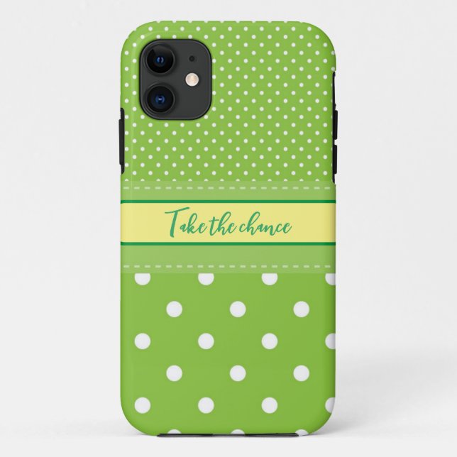 Polka dots green white iPhone Case (Back)