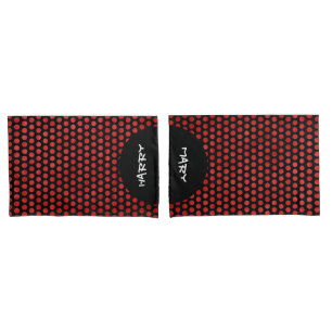 Polka Dots Grid black + your backgr. & ideas Pillowcase