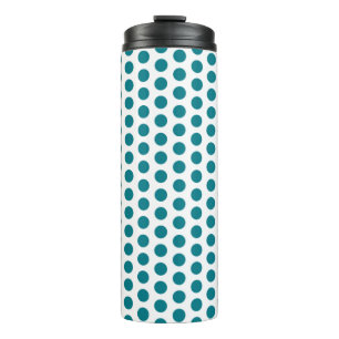 Polka Dots grid pattern white + your backgr. Thermal Tumbler