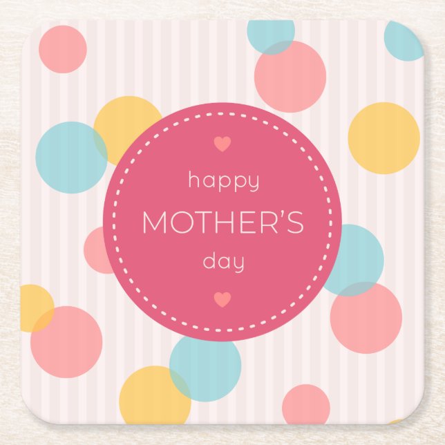 Polka Dots Happy Mother's Day | Coaster (Front)