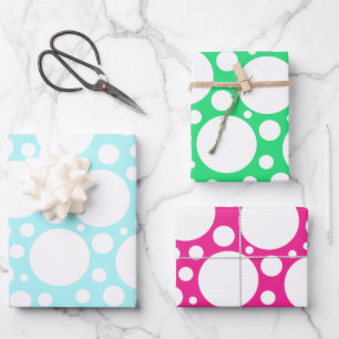 Polka Dots in 3 Colours Wrapping Paper Sheets