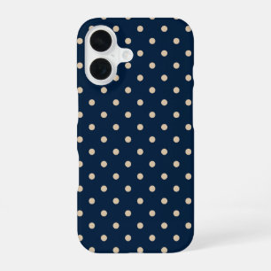 Polka Dots in Dark Navy Blue and Beige iPhone 16 Case