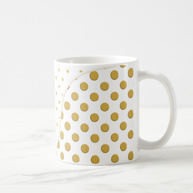 Polka Dots in Gold and White Coffee Mug (Right)