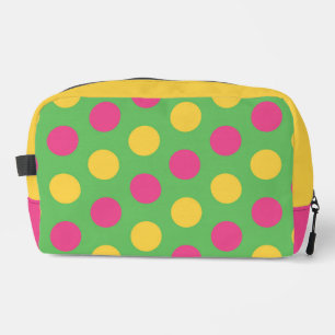 Polka Dots in Lime Green Hot Pink and Yellow Dopp Kit