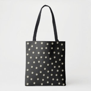 Polka Dots in LtGrey Recessed Metallic Design Look Tote Bag