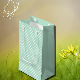 polka dots in pastel mint green small gift bag