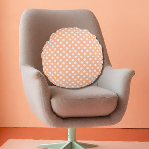 polka dots in Peach Fuzz Round Cushion