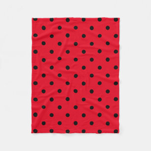 Polka Dots in Red and Black Fleece Blanket