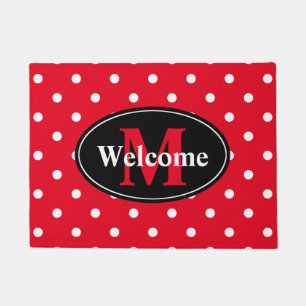 Polka Dots in Red and White Personalised Doormat