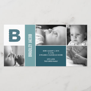 Polka Dots Initial Baby Birth Announcement