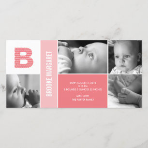 Polka Dots Initial Baby Birth Announcement