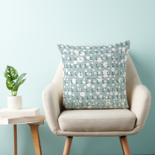 polka dots & initials pattern light teal cushion