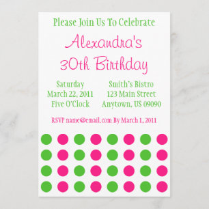 Polka Dots Invitation (Hot Pink / Lime Green)