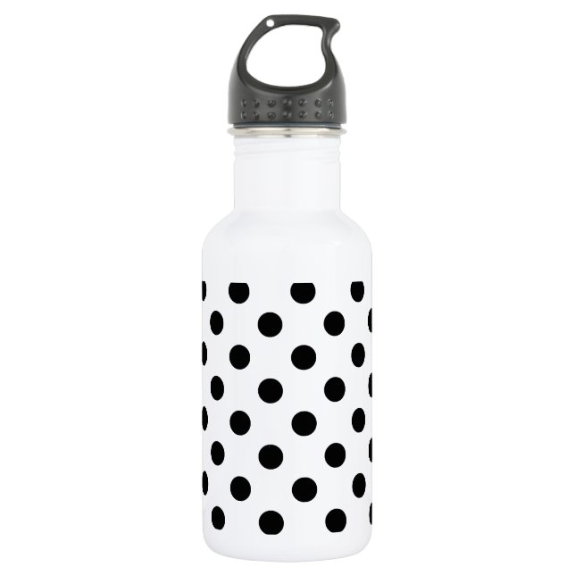 Polka Dots Large - Black on White 532 Ml Water Bottle (Front)