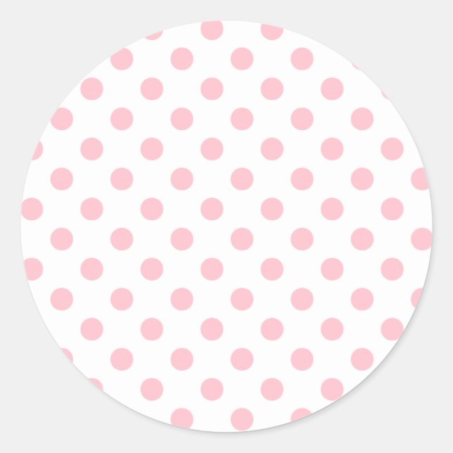 Polka Dots Large - Bubble Gum on White Classic Round Sticker (Front)