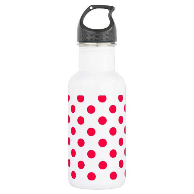 Polka Dots Large - Electric Crimson on  White 532 Ml Water Bottle (Front)