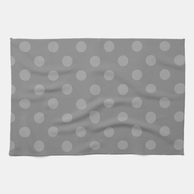 Polka Dots Large - Grey 4b Tea Towel (Horizontal)
