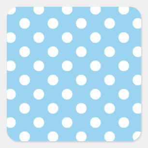Polka Dots Large - White on Baby Blue Square Sticker