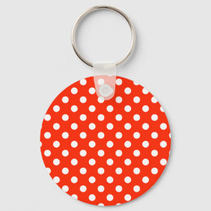 Polka Dots Large - White on Scarlet Key Ring