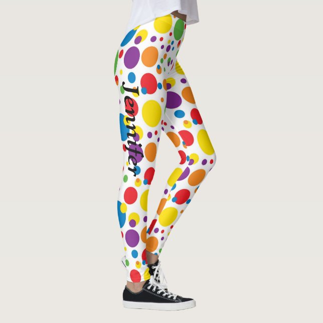 Polka Dots Leggings YOUR NAME Womens Custom Pants (Right)