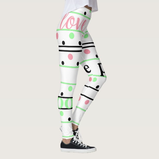 Polka Dots Love Monogram Initial Leggings (Right)