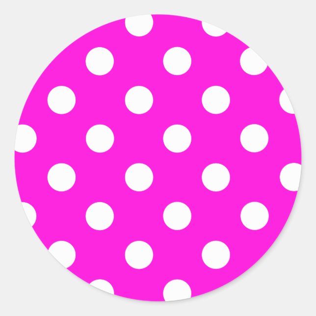 Polka dots magenta #FF00DC Classic Round Sticker (Front)