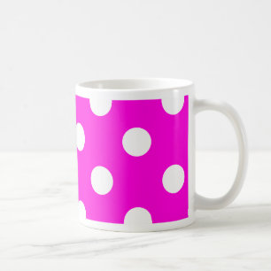 Polka dots magenta #FF00DC Coffee Mug