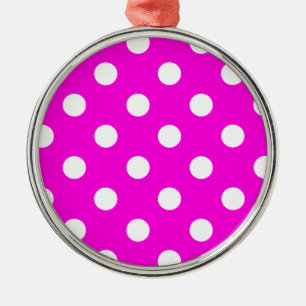 Polka dots magenta #FF00DC Metal Tree Decoration