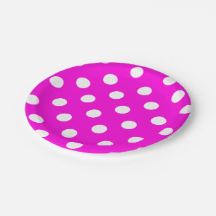 Polka dots magenta #FF00DC Party Plate