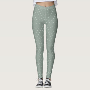 Polka Dots Mint Green and Soft Gray Polka Pattern Leggings