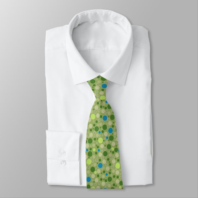 polka dots multicolored retro green tie (Tied)