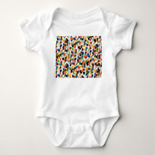 Polka Dots: Multicoloured Hand Paint. Baby Bodysuit